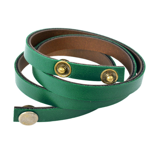 Green Leather Wraparound Belt Bracelet