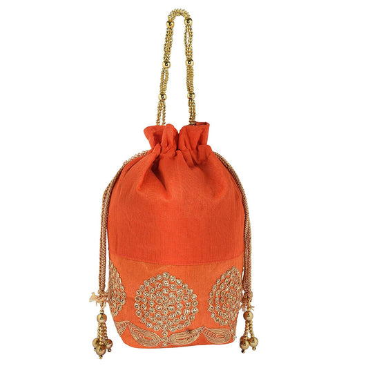 Cotton Sequin Work Rajasthani Potli Bag/Clutch/Bridal handbag