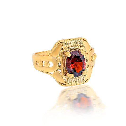 Brass Goldplated Faux Hessonite (Gomed) Fingerring