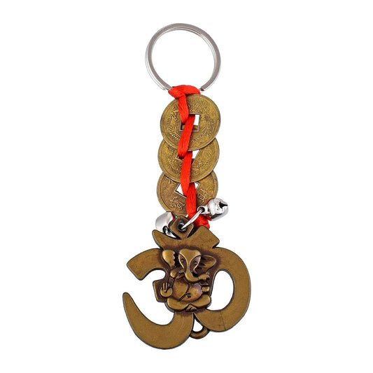 Brass Fengshui Coins &OM Ganesh Fashion Keyring keychain