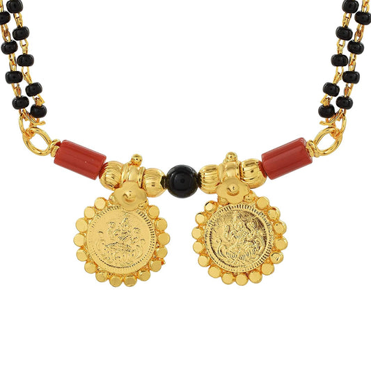 Gold Plated Dual (2) Wati, Lakshmi Coin Traditional Mangalsutra