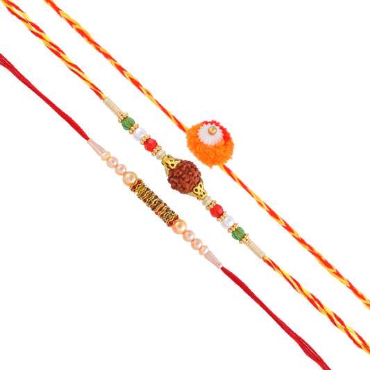 Rakhi Set combo for Bhai and Bhabhi Bhaiya Brother for Rakshabandhan (Pack of 3)