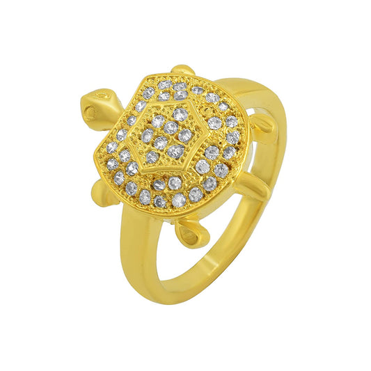 Gold plated Brass, CZ, Tortoise design, Vaastu, Fengshui stylish Fashion finger ring