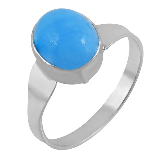 Silver plated Faux Turquoise (Firoza) finger ring