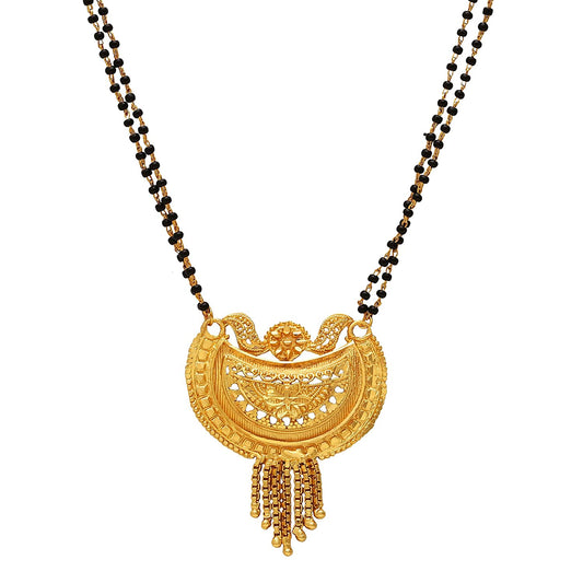 Gold plated handmade filigree workhalf moon design Stylish Ethnic Mangalsutra