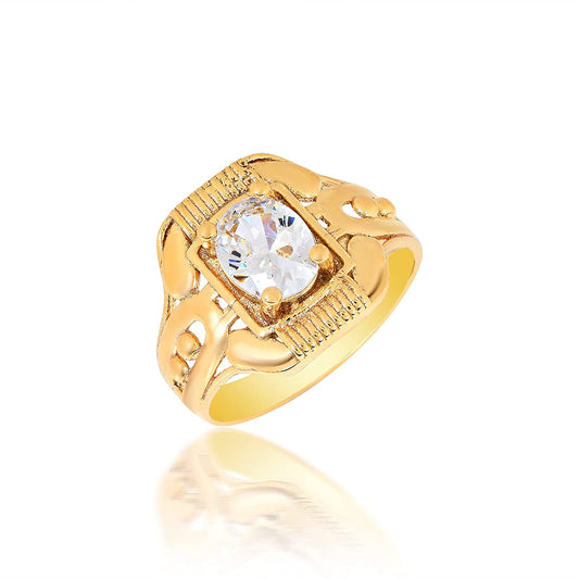 Brass Goldplated White Zircon Imitation Diamond Fingerring