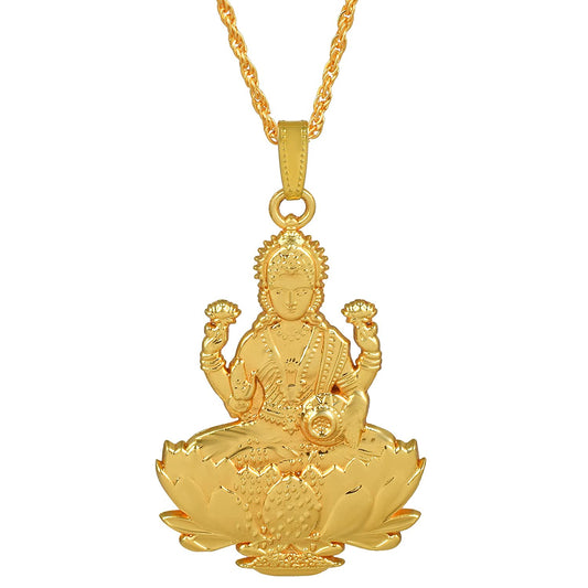 Goldplated Lakshmi Reversible Pendant (PCMC4965-Gold)