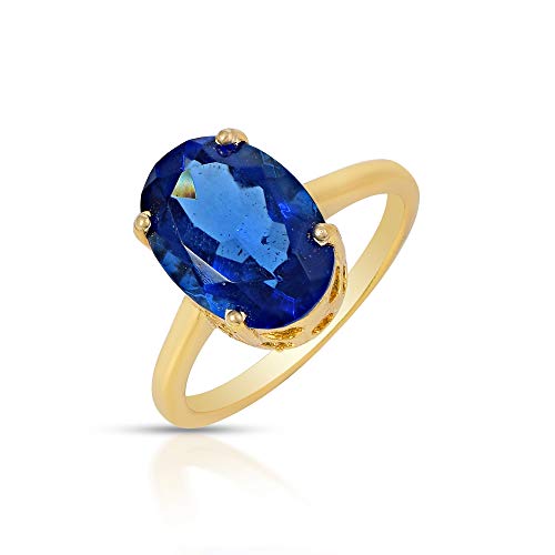 Goldplated Imitation Blue Sapphire Fingerring Men (OROM4409)