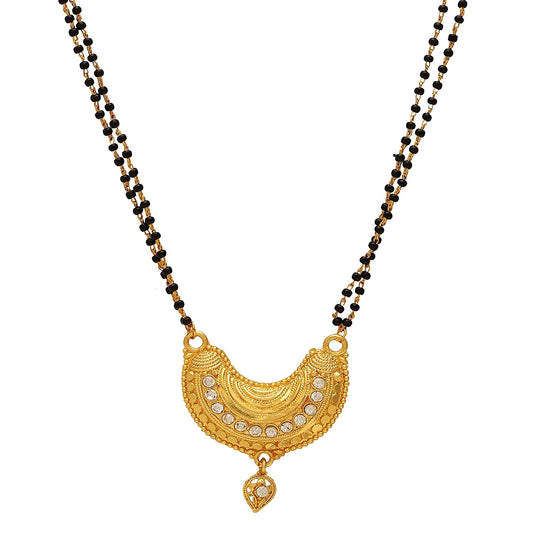 Gold plated & CZ half moon design Stylish Ethnic Mangalsutra