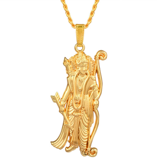 Goldplated Both side wearable Bhagwan Shri Ram Pendant (PCAJ3020-GOLD)