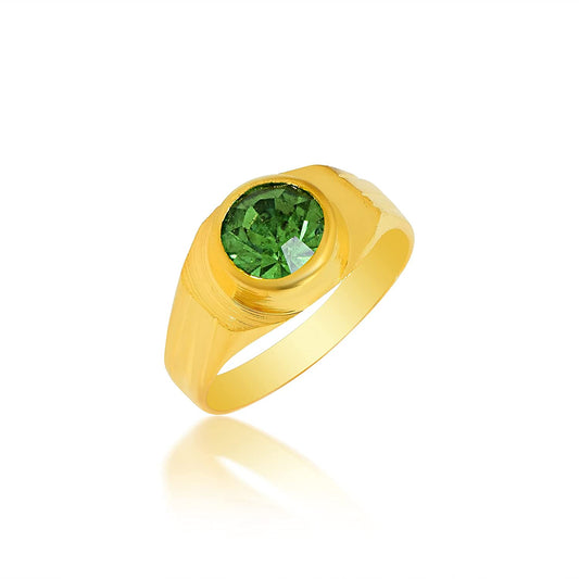 Brass Goldplated Faux Emerald Fingerring Men Jewellery