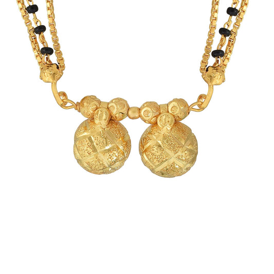 Brass, 24KT yellow Gold plated, dual (2) Wati, stylish designer, Traditional Mangalsutra