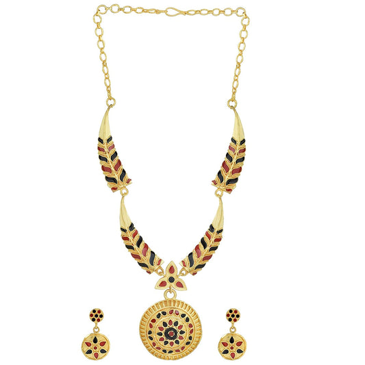 Gold plated Manipuri Round Traditional necklace set Women