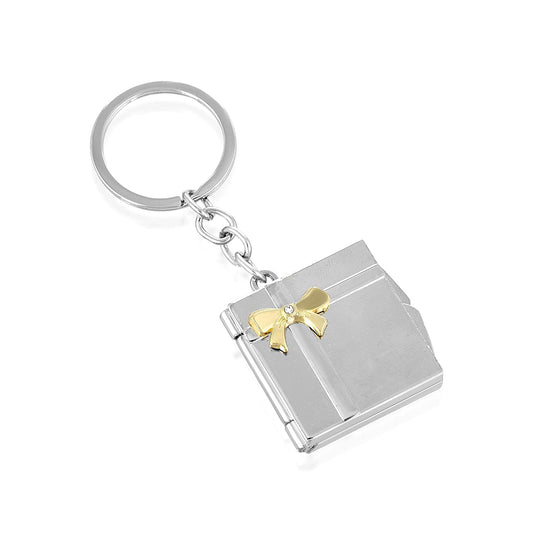 Stainless Steel Book Shape Photo Keychain