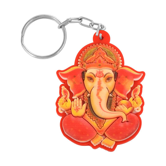 PVC Ganpati Ganesh Spiritual Red Keychain Hindu keyring