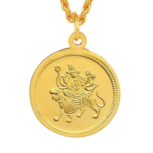 Goldplated Durga Shiva Reversible Pendant (PCKL8169)