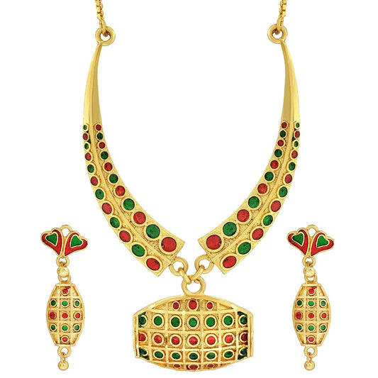 Gold plated Manipuri Traditional Meenakari necklace set Women Stylish