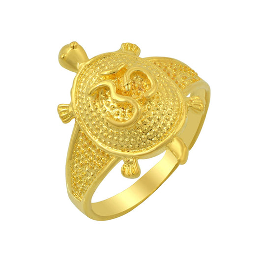 Gold plated OM on Tortoise Vaastu Fengshui good luck finger ring