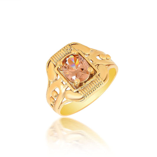 Brass Goldplated Peach Quartz Fashion Fingerring