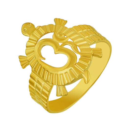 Gold plated OM on Tortoise Vaastu Fengshui good luck finger ring