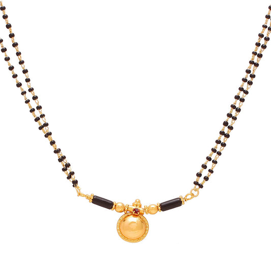 Gold plated Single wati Black CZ with Black Onyx Bars, Mangalsutra