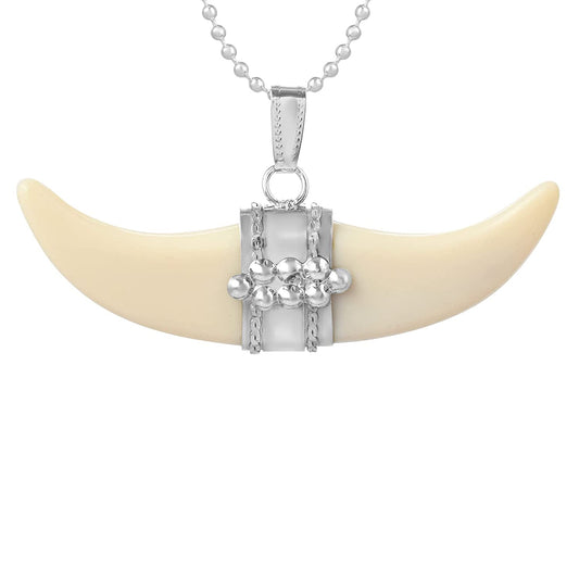 Faux Ivory Double Horn Pendant