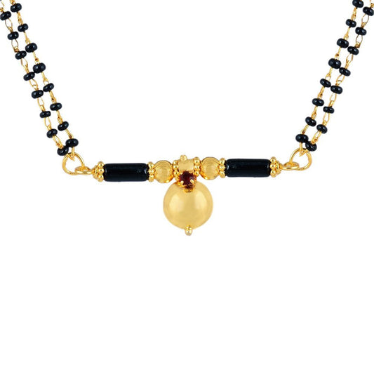 Gold plated Ruby Red CZ studded Black Single wati Mangalsutra