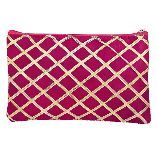 Cotton Handmade Zari work Clutch handbag Purse Women