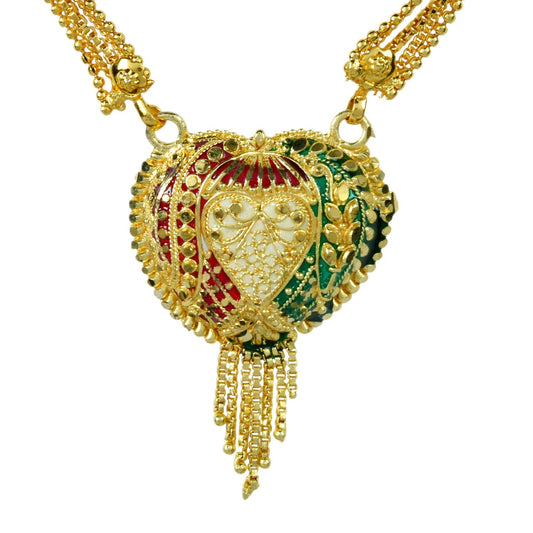 Gold plated, Heartshape Golden Meenakari filigree, Traditional Mangalsutra