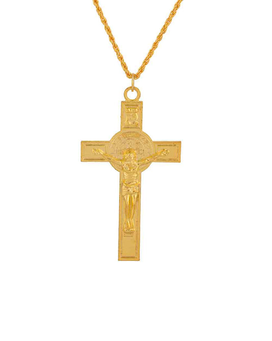 Gold plated Jesus figure, small Cross pendant