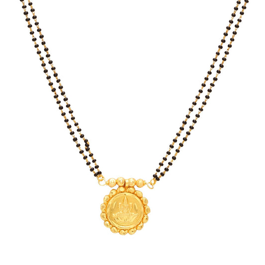 Gold plated Carved Laxmi Image,Lakshmi single big coin, Ethnic Traditional Mangalsutra