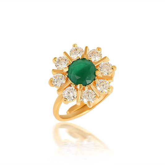 Goldplated Brass Imitation Diamond Emerald Fashion Fingerring