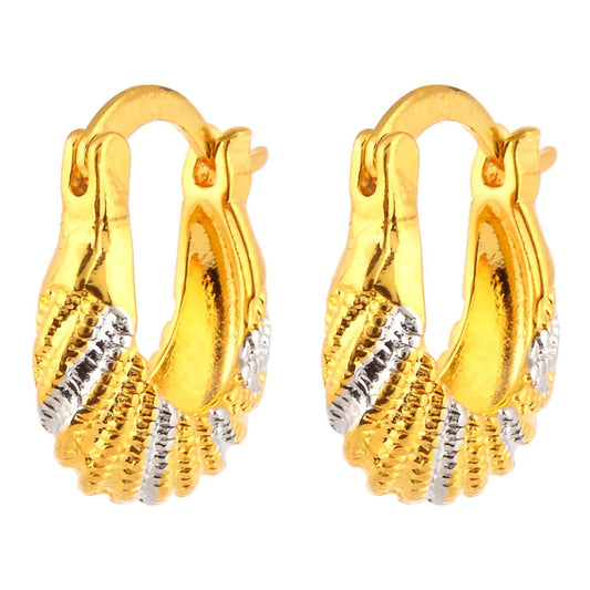 Brass Two colour tone Basket Earrings Women