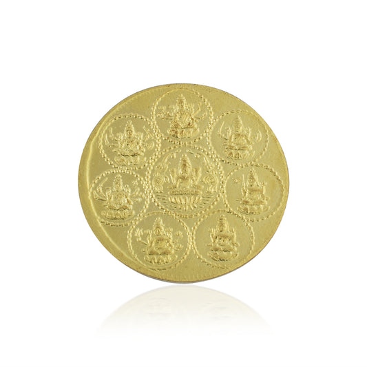 Brass Micron Gold plated Asht-Lakshmi Coin for Puja gift (COGS6025)