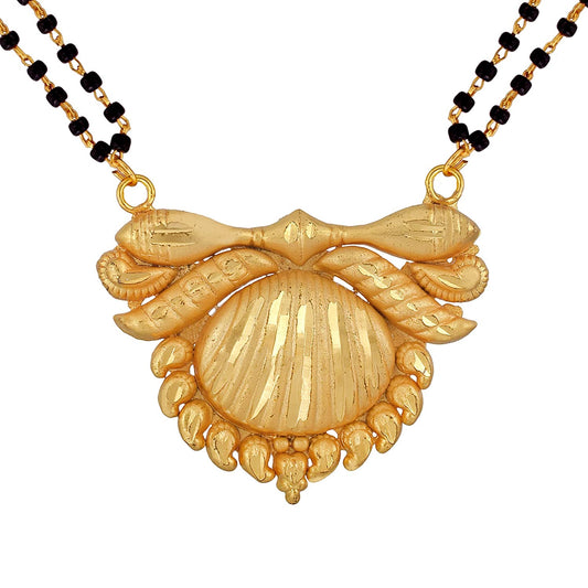 Gold plated Brass, Big Fan shaped single wati design, Fashion Mangalsutra