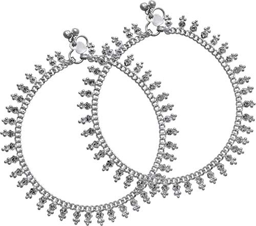 Silver Plated CZ studded Anti-tarnish Radha payal Anklet for Women