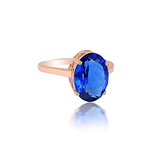 RoseGoldplated Brass Faux Blue Sapphire Neelam Fingerring