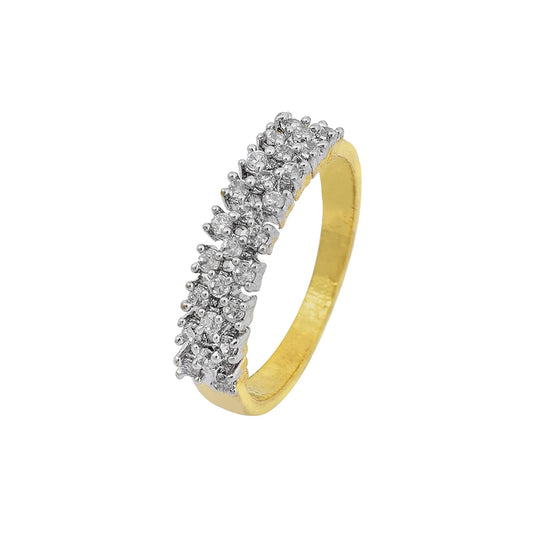 Gold plated triple line CZ Imitation Diamond wedding engagement proposal band ring