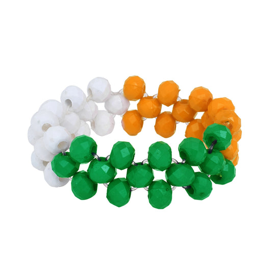 Stretch Elastic Acrylic Bead Indian Flag Colors Bracelet (BLRM6255)