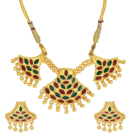 Gold plated Tribal Manipuri necklace set Women Fashion Stylish