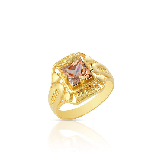 Women's Brass Gold plated Peach Quartz Fashion Finger Ring