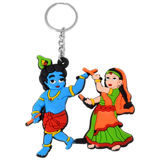 PVC Multicolor Bal Gopi krishna Dandiya Spiritual Keychain Hindu Keyring