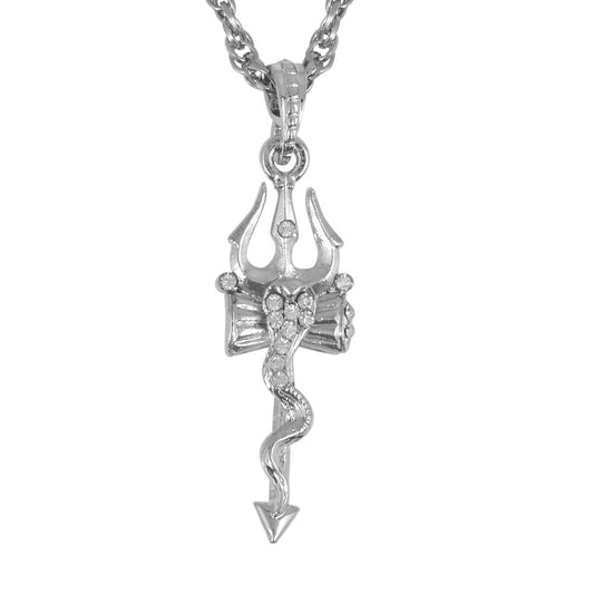 Silverplated Shiva Trishul Pendant