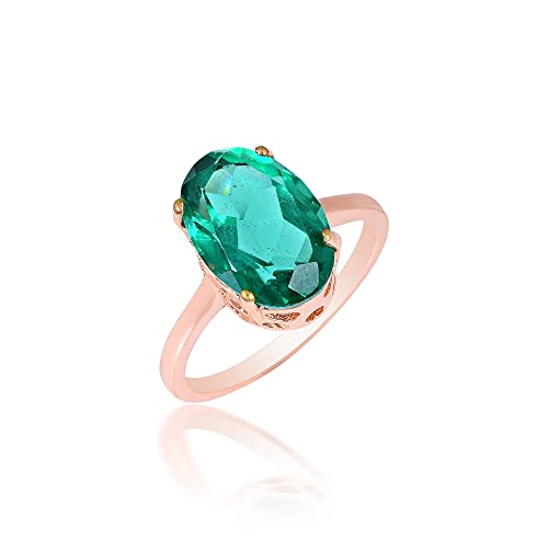 RoseGoldplated Brass Faux Emerald Panna Fingerring