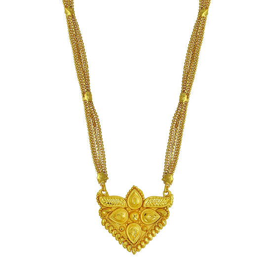 Gold plated Brass, Hearts and Pear shaped, Rich Hand chilai work, Traditional Mangalsutra