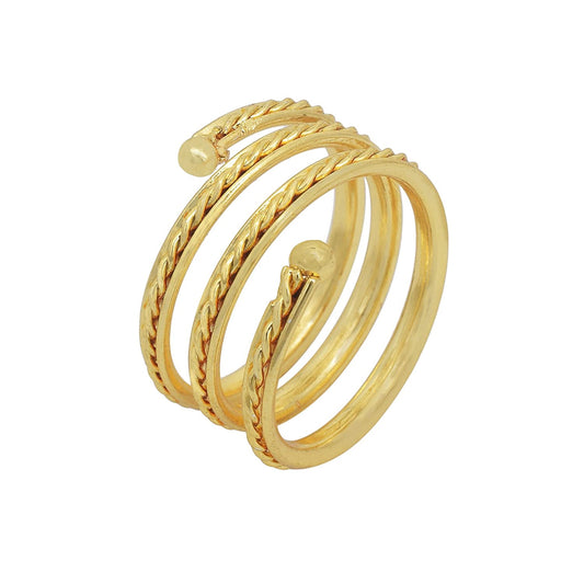 Gold plated spiral triple band snake design Fashion finger ring