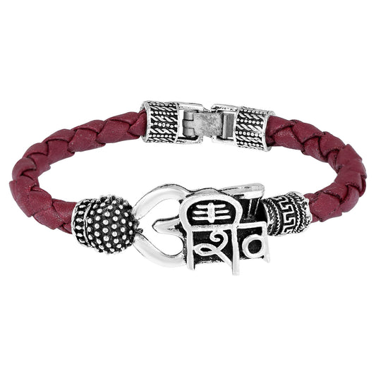 Leather Mahadev Shiv Shankar Bracelet