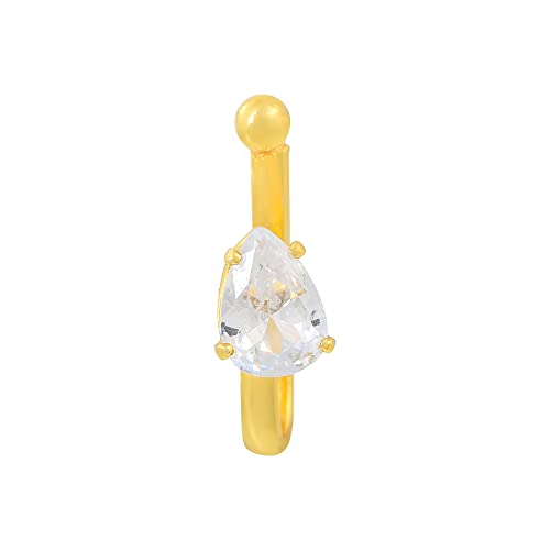 Goldplated Imitation Diamond Press Clip-on Nosepin Noseclip