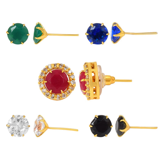 Gold plated 5 colour Inter-change Fashion stud earring