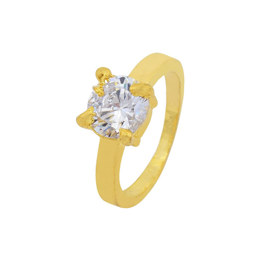 Gold plated Single Diamond look CZ Solitaire Bridal Engagement proposal ring